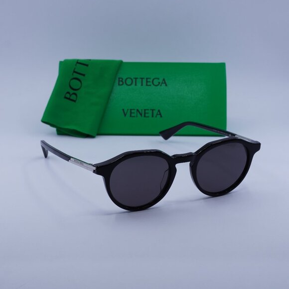 Bottega Veneta BV1260S 005 Round Sunglasses - Black/Grey - Picture 1 of 10